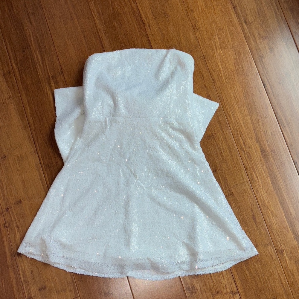 Altar'd State White Sequin Strapless Dress